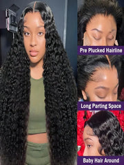 200 Density Curly Wigs HD Lace Wig 13X6 Human Hair 13X4 HD Transparent Lace Frontal Wigs Deep Water Wave For Women 40 42 46 Inch