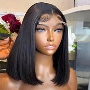 4X4 Straight Short Bob Wig Closure Brazilian Remy Human Hair 180% 13X4 Lace Front Wig Pre-Plucked