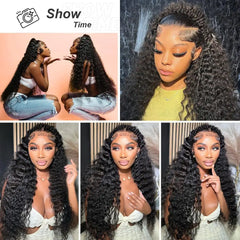 Pampering 200% High Density  Deep Wave 36 38  Inch 13x4  HD Lace Frontal Human Hair Wig Brazilian Curly Wigs For Women