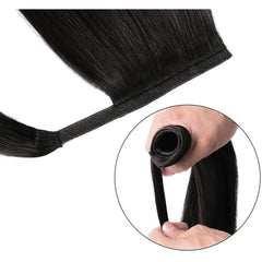 Straight Ponytail  Wrap Around Clip In Brazilian Human Hair Extension 10 To 32 Inches