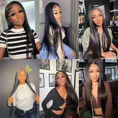 Straight Lace Front Wigs Human Hair 180% Density 13x4 Transparent Lace Front Wigs for Black Women Pre Plucked with Baby Hair