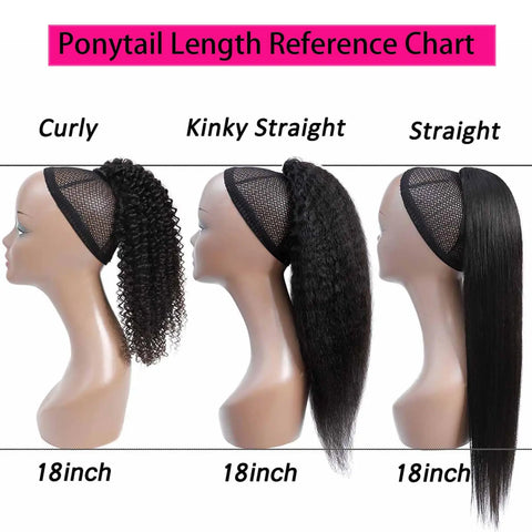 Curly Drawstring Ponytail Human Hair Extensions Curly Drawstring Ponytail for Black Women Remy Grade Brazilian Clip In Pony #1B