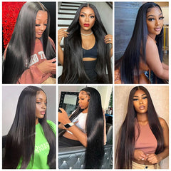 Straight Lace Front Wigs Human Hair 180% Density 13x4 Transparent Lace Front Wigs for Black Women Pre Plucked with Baby Hair