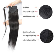 Straight Ponytail  Wrap Around Clip In Brazilian Human Hair Extension 10 To 32 Inches