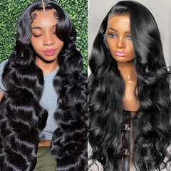 Body Wave 13x6 13x4 Lace Front Wig Human Hair Pre Plucked 200 Density with Baby Hair Natural Black 100% Human Hair Wig for Women