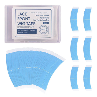 Wig Tape Strips 36 Pieces Lace Front Tape Double Sided Bonding Clear Adhesive Tape for Wigs Toupees Hair Pieces and Hair Extension Water-Proof Strong Adhesive (Blue 1/2 Crosscut)