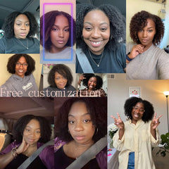 Curly V Part Wigs Brazilian Kinky Curly Human Hair Wigs for Black Women V Shape Wigs No Leave Out Upgrade U Part Wigs Glueless Full Head Clip in Half Wigs (Kinky Curly, 14 Inch)