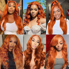 Ginger Orange Glueless Wigs 13×4 Body Wave Lace Front Wig Human Hair Pre Plucked