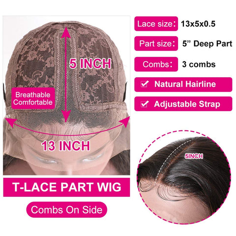 10A Highlight Brown Straight Lace Front T Part Wigs Human Hair for Black Women Brazilian Virgin Hair Ombre Blonde Frontal Wigs Middle Part Pre Plucked with Baby Hair 150% Density 14 Inch