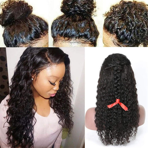 Deep Wave 13X4 Lace Front Wigs, Human Hair for Black Women, 150% Density Brazilian Hair Curly Wigs, Pre-Plucked (22 Inch, Natural Black, Deep Wave)