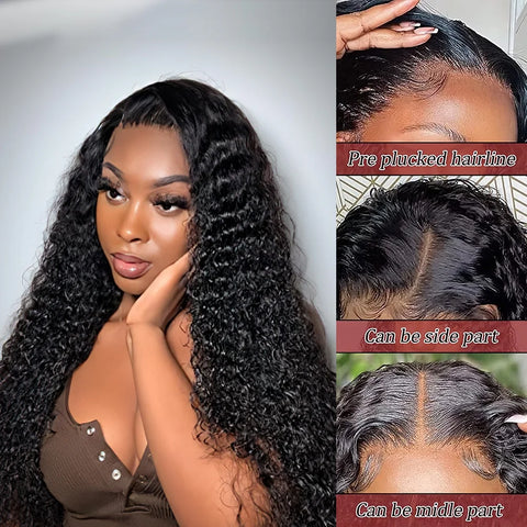 22 Inch Water Wave Wigs,  Lace Front Brazilian Curly Hair Wigs for Black Women