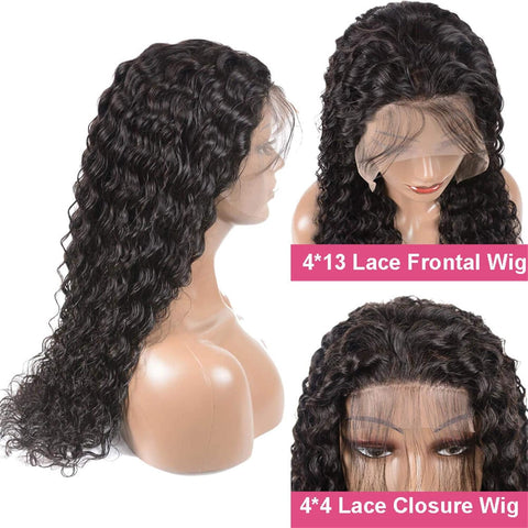 Deep Wave 13X4 Lace Front Wigs, Human Hair for Black Women, 150% Density Brazilian Hair Curly Wigs, Pre-Plucked (22 Inch, Natural Black, Deep Wave)