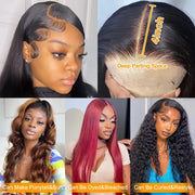 Straight 13X4 Lace Front Wigs for Black Women Human Hair Glueless Transparent HD Lace Frontal Wig Brazilian Virgin Hair Pre Plucked 150% Density Natural Black 16Inch