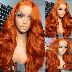 Ginger Orange Glueless Wigs 13×4 Body Wave Lace Front Wig Human Hair Pre Plucked