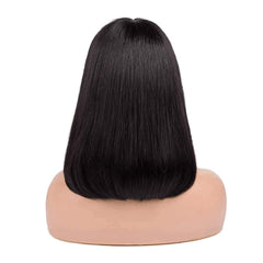 Short Human Hair Bob Wigs with Bangs 14Inch 10A Brazilian Straight Bob Wigs for Black Women Human Hair Glueless Machine Made Soft Bob Bang Wigs 150% Density (14Inch, Natural Black)