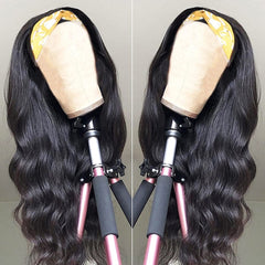 Body Wave Headband Wig Human Hair Headband Wigs for Black Women Brazilian Virgin Hair Wear and Go Glueless Wigs Human Hair Headband Wig 150% Density (18" Headband Wigs)