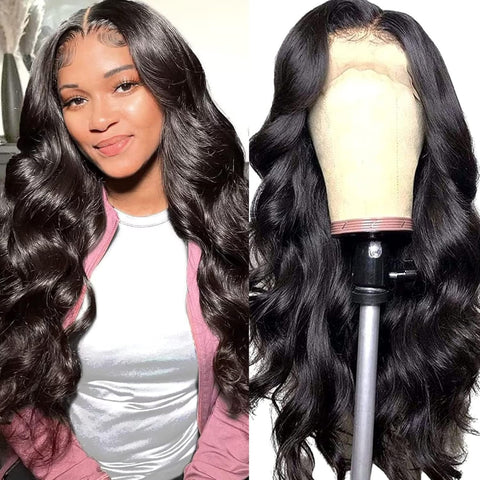 Body Wave Lace Front Wigs Human Hair for Black Women 13X4 Lace Frontal Wigs HD Transparent Lace Front Wigs Human Hair Pre Plucked with Baby Hair 180% Density(18 Inch)