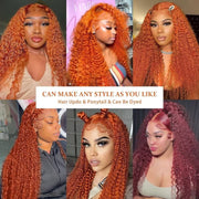 Ginger Orange Deep Wave Wigs Human Hair Colored 13X4 HD Curly Lace Frontal Wig