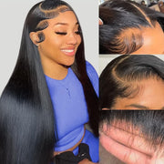 Jessica Hair Straight 13X4 HD Lace Front Wigs Human Hair Pre Plucked 180% Density 12A Glueless Lace Frontal Wigs for Black Women Natural Hairline with Baby Hair（22 Inch）