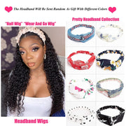 Headband Wig Human Hair Water Wave Headband Wig for Black Women Human Hair Brazilian Virgin Wet and Wavy None Lace Front Wigs Machine Made Wigs 14Inch