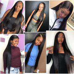 13X6 Straight Lace Front Human Hair Wig 180% Density Human Hair Wigs for Black Women Transparent Lace Front Wig Human Hair Pre Plucked with Baby Hair 20 Inch Natural Black