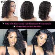 Short Bob Wigs 4X4 Lace Closures Human Hair Wigs Brazilian Curly Lace Front Wigs Pre Plucked Natural Black Color Curly Bob Wig Lace Front Wigs Middle Part Short Bob Wigs 8 Inches