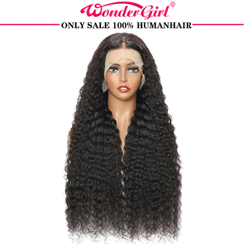 Deep Wave Lace Front Wigs Human Hair for Women Natural Black 13X6X1 T Part Hd Transparent Lace