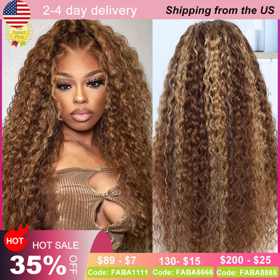 Highlight Ombre 13×4HD Lace Front Wig Human Hair 5/27 Honey Blonde Deep Wave Wig