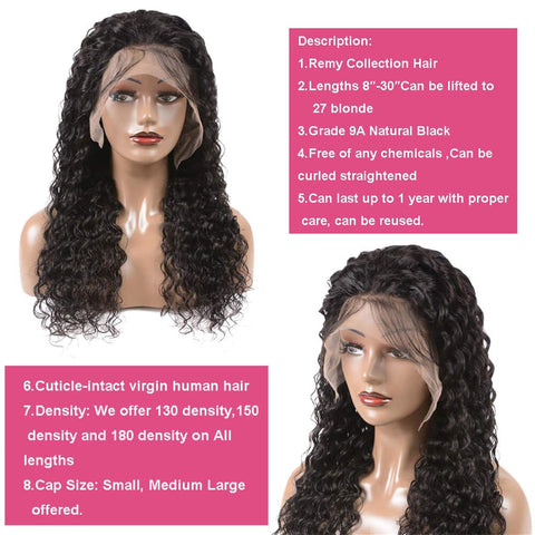 Deep Wave 13X4 Lace Front Wigs, Human Hair for Black Women, 150% Density Brazilian Hair Curly Wigs, Pre-Plucked (22 Inch, Natural Black, Deep Wave)